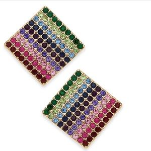 INC Gold-Tone Multicolor Pavé Square Stud Earrings